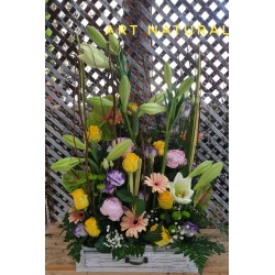 CAJA FLORAL TONOS AMARILLOS