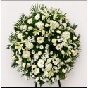 CORONA FUNEBRE PREMIUM ROSAS BLANCAS Y FLOR BLANCA