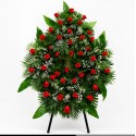 CORONA FÚNEBRE PREMIUM CON ROSAS ROJAS