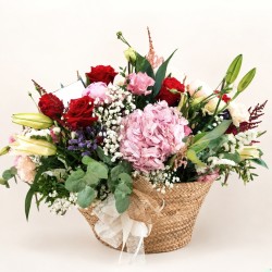 CANASTA FLORAL PREMIUM "XL" CON ROSA ROJA Y FLOR VARIADA