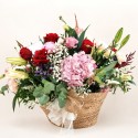 CANASTA FLORAL PREMIUM "XL" CON ROSA ROJA Y FLOR VARIADA